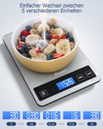 Drcowu Digitale Küchenwaage 15 kg – Profi-Lebensmittelwaage mit Edelstahl & Tara-Funktion – Bild 2