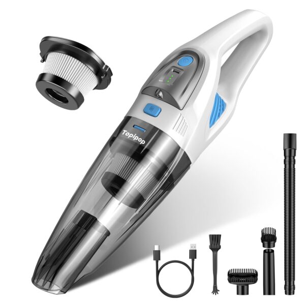 Topipop Handstaubsauger 25000Pa mit waschbarem HEPA-Filter – 45 Min. Laufzeit