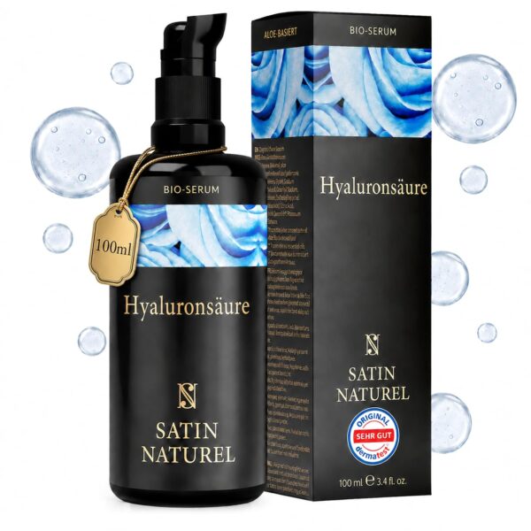 Satin Naturel Hyaluron Serum 100ml – Hochdosiertes Anti-Aging Gesichtsserum mit Bio Aloe Vera