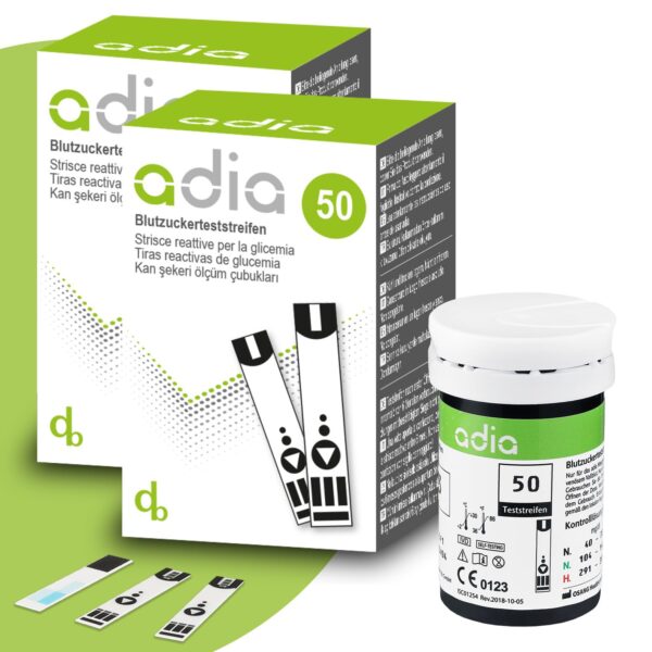 adia Blutzuckerteststreifen 100er Pack – Zuverlässige Blutzuckerkontrolle für Diabetiker