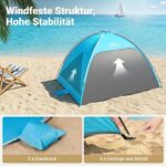 WolfWise Strandmuschel UPF 50+ mit 3 Belüftungsfenstern – UV-Schutz Strandzeit für 3 Personen – Bild 8