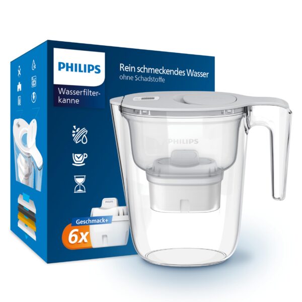 Philips Water Geschmack+ Filterkanne 2,6 L – Wasserfiltration mit digitalem Timer für reine Trinkqualität