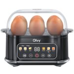 Olvy 6-Eier Eierkocher 6-in-1 – Automatischer Eierkocher mit LCD-Timer & Dampfgarer