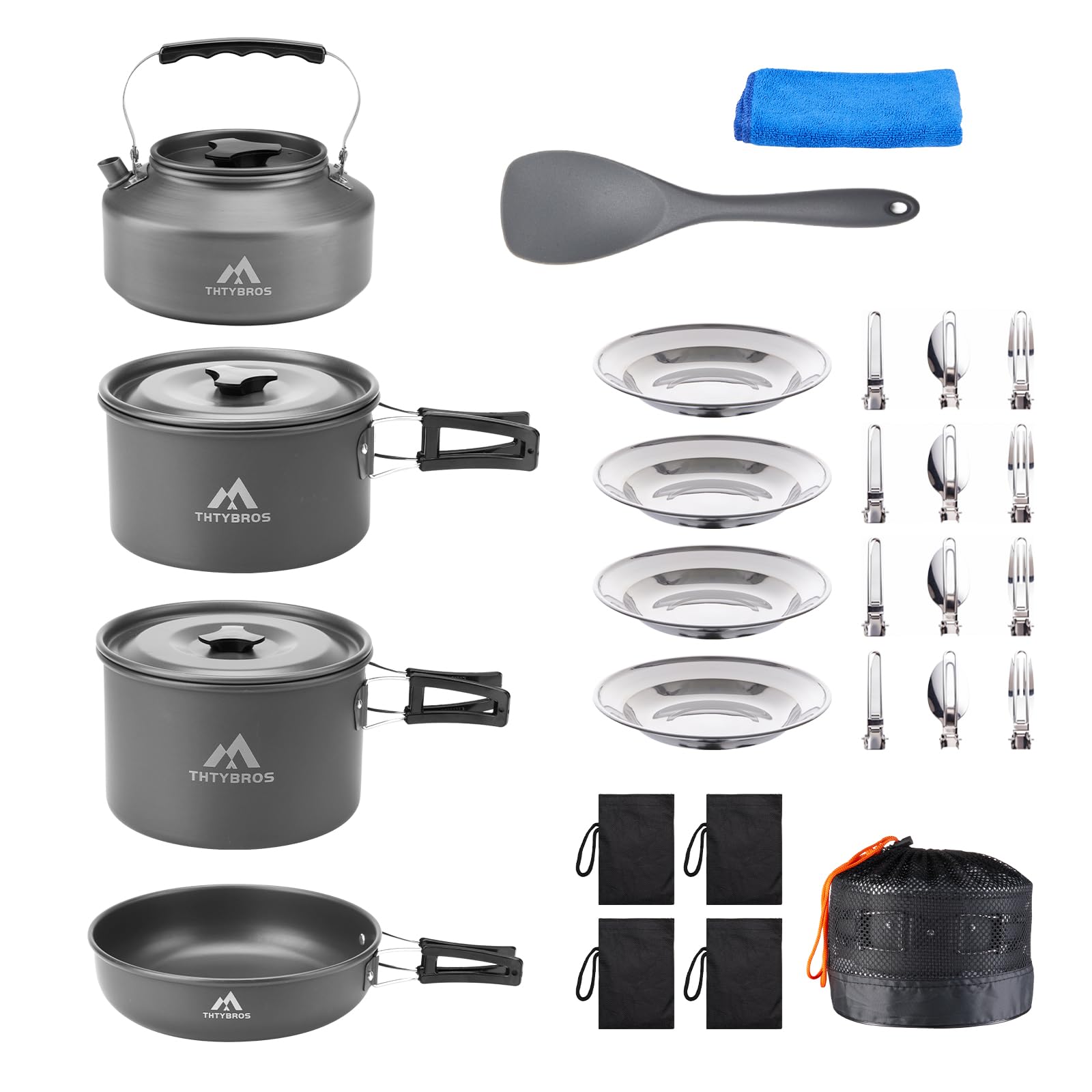 716iX4wk97L._SY1600_.jpg 27-teiliges Camping-Kochset THTYBROS – Ultraleichtes Outdoor-Kochgeschirr für 2-4 Personen – Bild 1