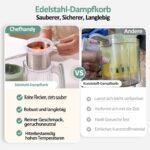 Chefhandy 5-in-1 Babynahrungszubereiter mit Dampfgarer, Mixer & Fläschchen-Erwärmung – Grün – Bild 5