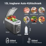 AAOBOSI 15L Kompressor Kühlbox 12/24V – Elektrische Auto-Kühlbox -20°C bis +20°C – Bild 3