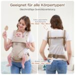 GAGAKU Babytrage 4-in-1 für 3,2–15 kg – Ergonomische Tragehilfe mit Nackenstütze Khaki – Bild 4