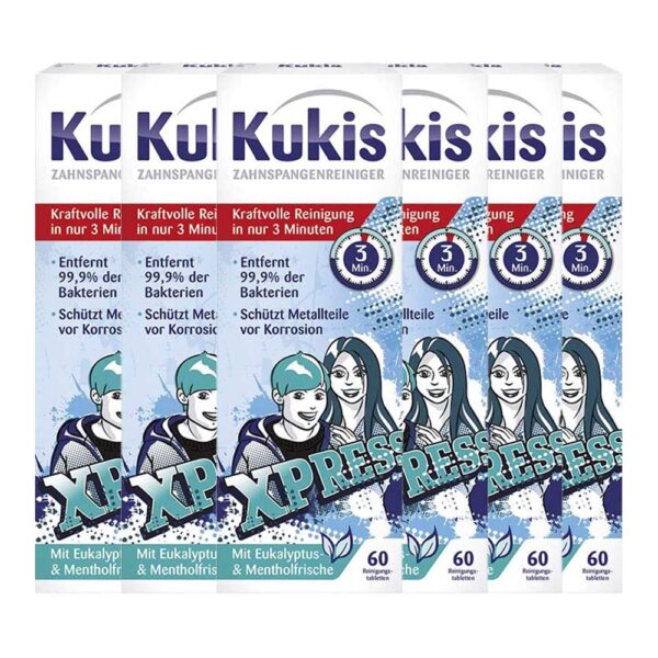 Kukident Kukis Zahnspangenreiniger – 6 x 60 Tabletten für optimale Reinigung
