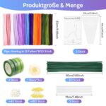 800er Pfeifenreiniger Blumen Set mit 13 Farben – Bastelset mit Zubehör von beanicus – Bild 2