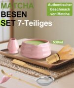 JBER Matcha Set Rosa 7-teilig – Handwerkliches Matcha Zubehör mit Bambusbesen & Keramikschale – Bild 2