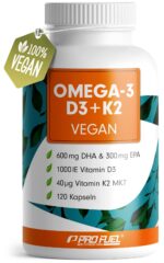 ProFuel Omega-3 vegan mit D3 & K2 (120 Kapseln) – Algenöl Essentials für Herz & Gehirn