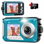Yixinxin 4K Unterwasserkamera 64MP mit Dual-Screen – Wasserdicht bis 16m für Schnorcheln