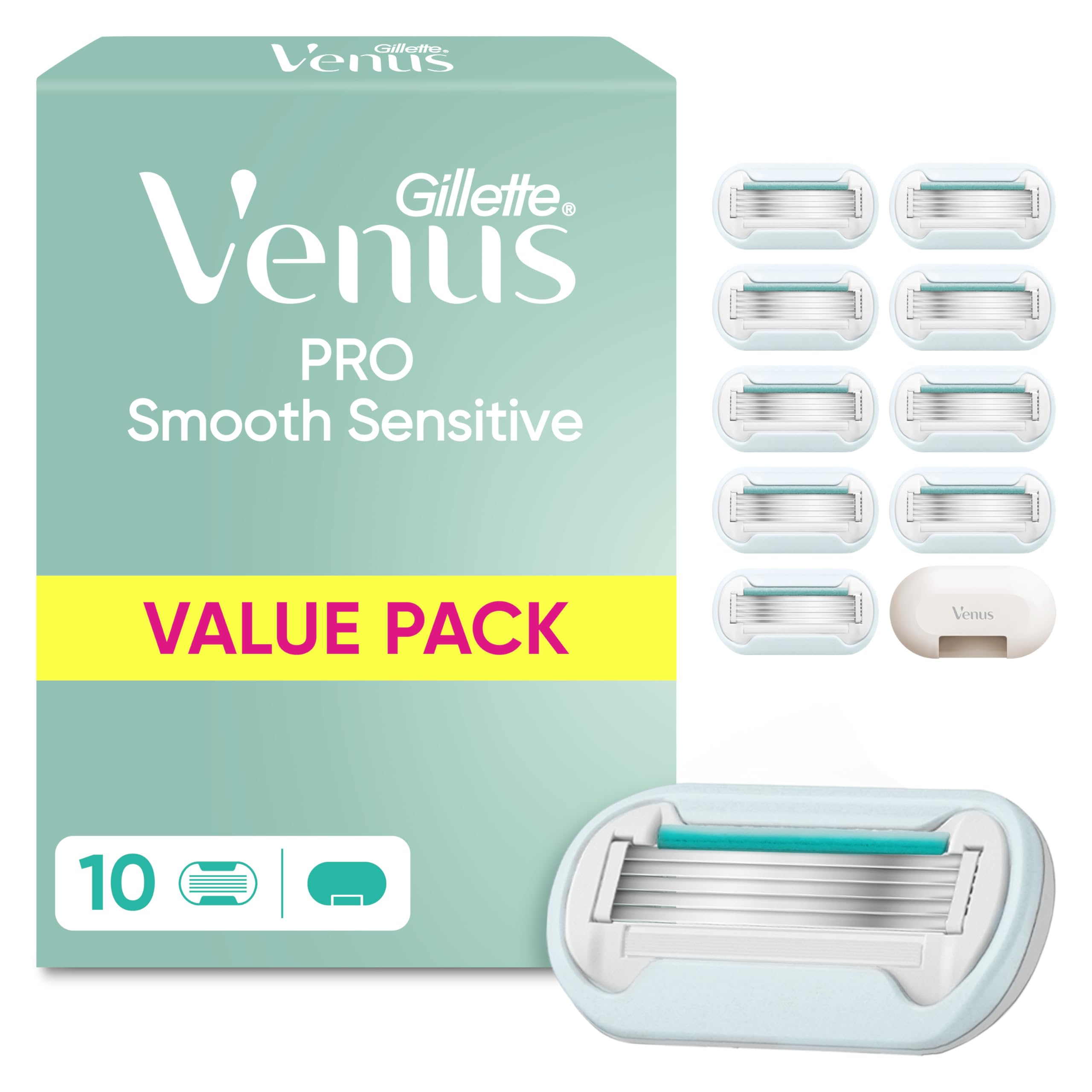 717jz-5z53L._SY2560_.jpg Gillette Venus Pro Smooth Sensitive – 10 Ersatzklingen für empfindliche Haut – Bild 1