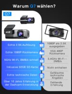 Navycrest Q7 Dashcam 4K+1080P Vorne Hinten – Dual Auto Kamera mit 5GHz WiFi & Parküberwachung – Bild 9