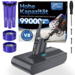 EGR V8 Ersatzakku für Dyson V8 Absolute/Animal/Motorhead/Fluffy – Hochkapazität mit Schutzfunktionen