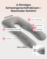 Nuliie Schwangerschaftskissen U-Form mit waschbarem Bezug – Ergonomisches Komfortkissen für Schwangere – Bild 2