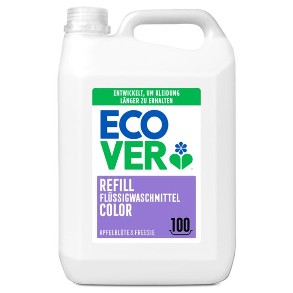 Ecover Bio Colorwaschmittel Apfelblüte & Freesien – 5L Nachfüllung für 100 Waschladungen