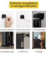 dearlomum Treppenschutzgitter ausziehbar 0–140 cm – Sicherheitsgitter für Baby, Katzen & Hunde – Bild 5