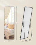 SONGMICS Ganzkörperspiegel 160 x 50 cm – Standspiegel mit Aluminiumrahmen in Tintenschwarz – Bild 2
