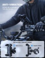 Lamicall Motorrad Handyhalterung mit Doppelter Vibrationsdämpfung – 360° Universal Lenkerhalterung für iPhone & Samsung – Bild 2