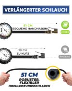 GERCHWAY Reifenfüller mit Manometer 0-10 bar – Profi-Druckluftprüfer mit 50 cm Schlauch – Bild 5
