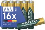 VARTA AAA Akku 16er Pack – 1000 mAh Ni-MH wiederaufladbar, sofort einsatzbereit