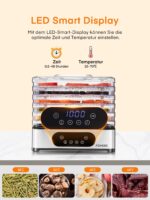 FOHERE Dörrautomat Edelstahl 420W – 5 höhenverstellbare Tabletts, LED-Anzeige, Timer bis 48h – Bild 5