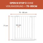 hauck Standard Türschutzgitter 75-80 cm ohne Bohren – Einhandbedienung für Kinder & Hunde – Bild 2