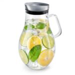 Arendo Glaskaraffe 2500 ml mit Edelstahldeckel & Grobfilter – Borosilikatglas