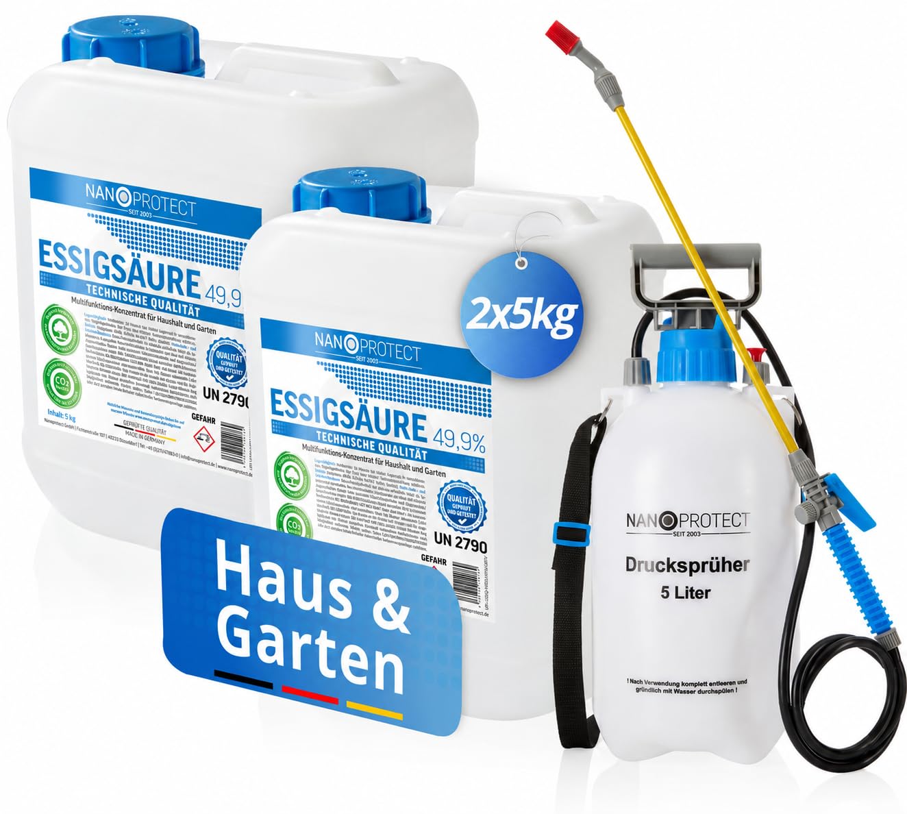 718TxS1Sk6L._SY1188_.jpg Nanoprotect Essigsäure 49,9% – 10 kg mit Drucksprüher, Klimaneutral & Made in Germany – Bild 1