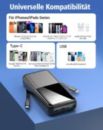 CFIAI Power Bank 26800mAh mit 3 Anschlüssen & 2 Kabeln – 22,5W Schnellladung für iPhone & Android – Bild 6