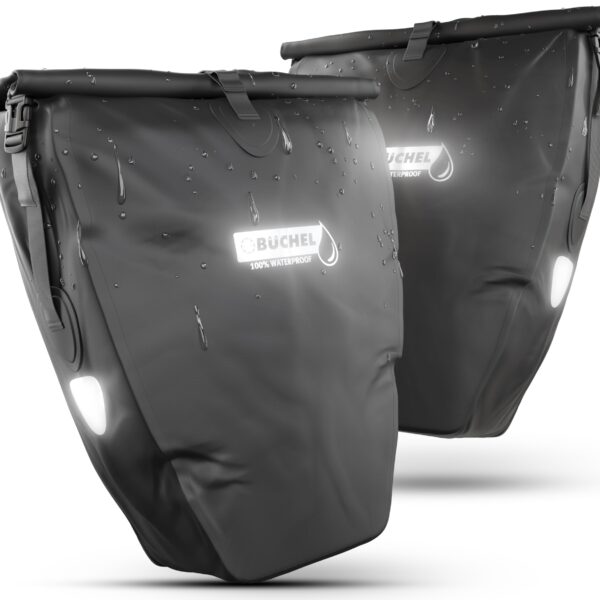 Büchel Fahrradtasche 2er Set, 25.4 L – 100% Wasserdicht mit Schultergurt