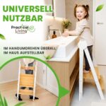 Lernturm Montessori Bambus klappbar – Höhenverstellbar mit Kippschutz für Kinder ab 1 Jahr – Bild 6