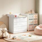 WOLTU Wickelkommode 86 cm mit Wickelaufsatz – Ergonomischer Wickeltisch mit 3 Schubladen – Bild 2