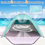 Strandmuschel UV-Schutz 80+ für 1-3 Personen – Pop-up Strandzelt mit Reissverschluss – Bild 5