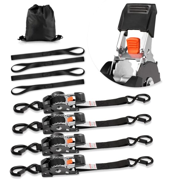 VEVOR Automatik Spanngurte 25,4x3048 mm – 544 kg Bruchlast, 4er-Pack mit S-Haken