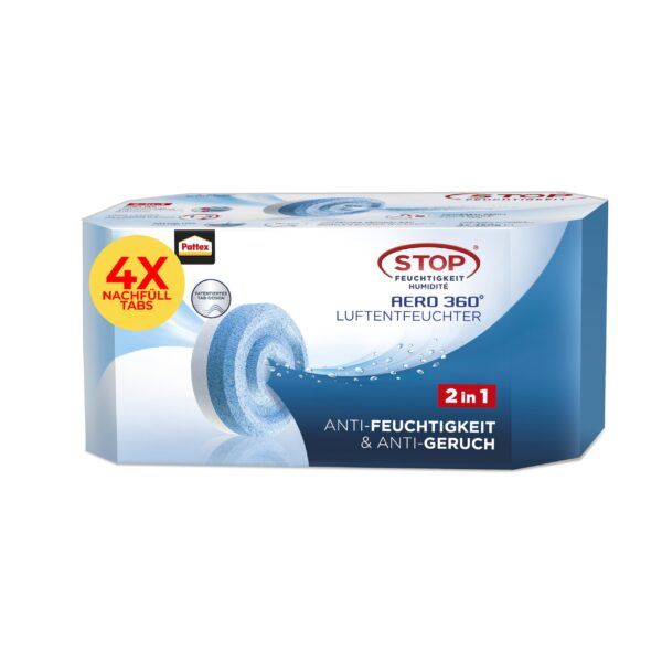 Pattex AERO 360° Neutral Tabs 4er-Pack – Luftentfeuchter-Nachfülltabs mit Geruchsneutralisierung