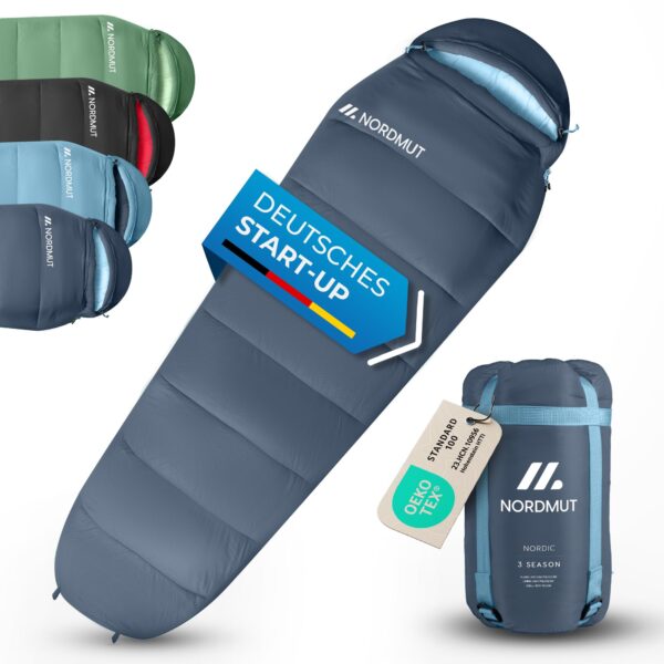 NORDMUT Mumienschlafsack Erwachsene – Ultraleicht & Kompakt für Camping & Outdoor