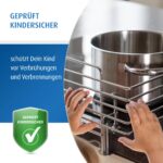 reer CLASSIC Herdschutzgitter 65 cm Edelstahl – Kindersicherung ohne Bohren für alle Herdarten – Bild 3