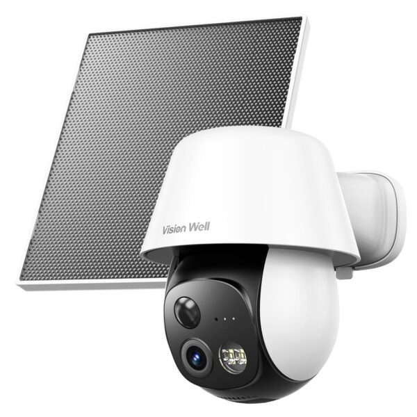 VISION WELL Solar Überwachungskamera 2K PTZ – 360° Aussen WLAN IP Kamera mit Personenerkennung