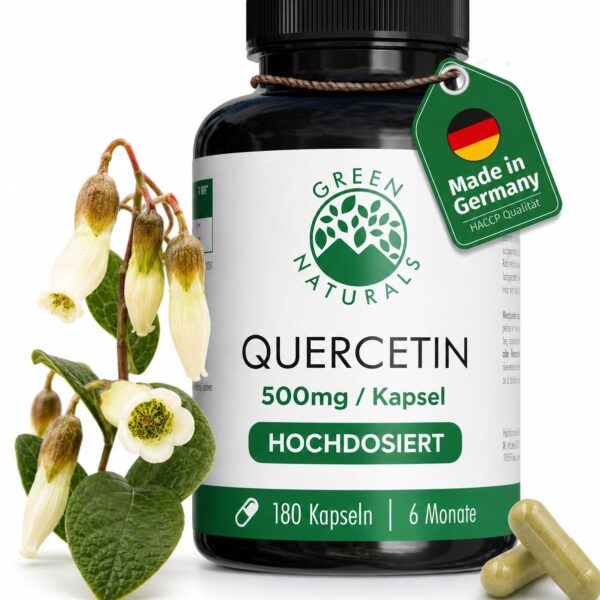 GREEN NATURALS Quercetin Kapseln 500 mg – 180 Stück Vorratspackung aus Sophora japonica