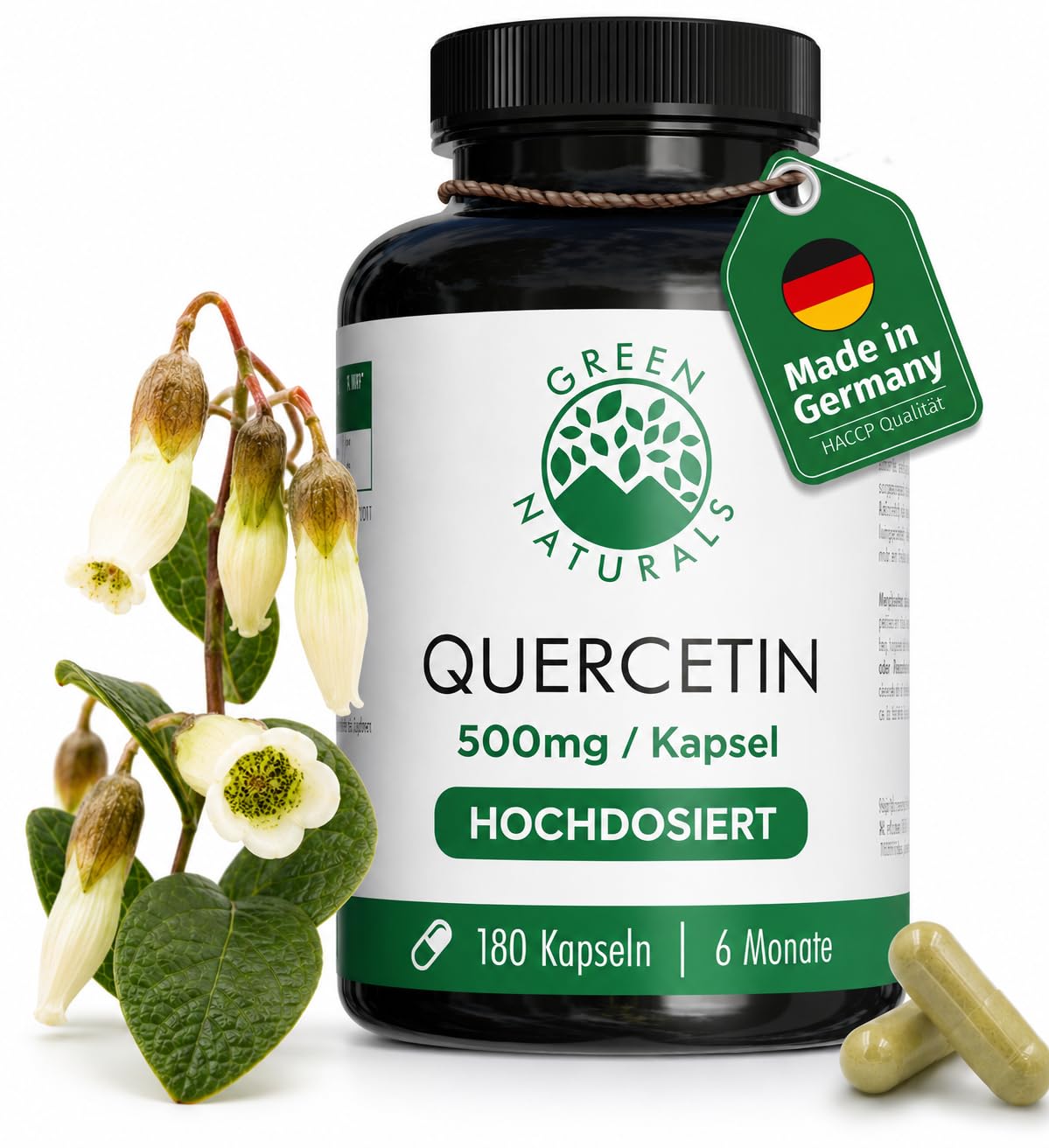 719I1EY-HNL._SY1312_.jpg GREEN NATURALS Quercetin Kapseln 500 mg – 180 Stück Vorratspackung aus Sophora japonica – Bild 1