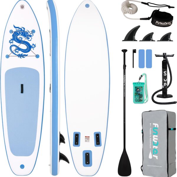 FunWater Aufblasbares SUP Board 320cm mit Paddel & Pumpe – Stabiles Stand Up Paddle für Anfänger