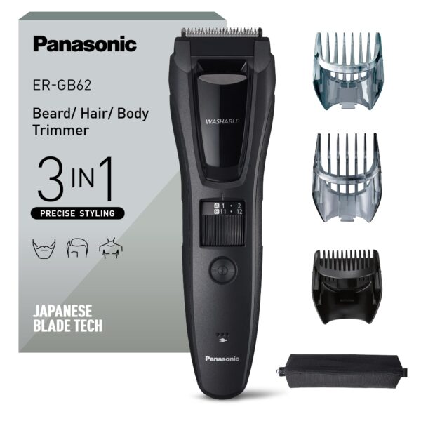Panasonic ER-GB62-H503 3-in-1 Trimmer – Bart, Haar & Körper mit 39 Längeneinstellungen