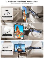 TRYONE Tablet Halterung Auto Kopfstütze 46cm – 3-in-1 Universalhalter für iPad & Smartphones – Bild 2