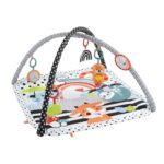 Fisher-Price Tierfreunde Kontrast-Spieldecke – 3-in-1 Spielbogen mit Musik & Licht ab Geburt