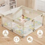 Lertantri Laufstall Baby 120x120 cm mit Matratze – Kompaktes Laufgitter für kleine Wohnungen – Bild 5