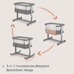 Lionelo Aurora 3in1 Babybett bis 9 kg – Beistellbett, Wiege & Stubenwagen mit Höhenverstellung – Bild 3