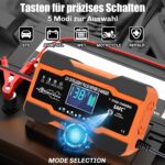 EAFC 12A KFZ Batterieladegerät 12V – Vollautomatisches Intelligentes Erhaltungsladegerät mit LCD – Bild 6