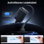 toocki 67W USB-C Schnellladegerät mit 3 Ports & einziehbarem Kabel – GaN Netzteil – Bild 2